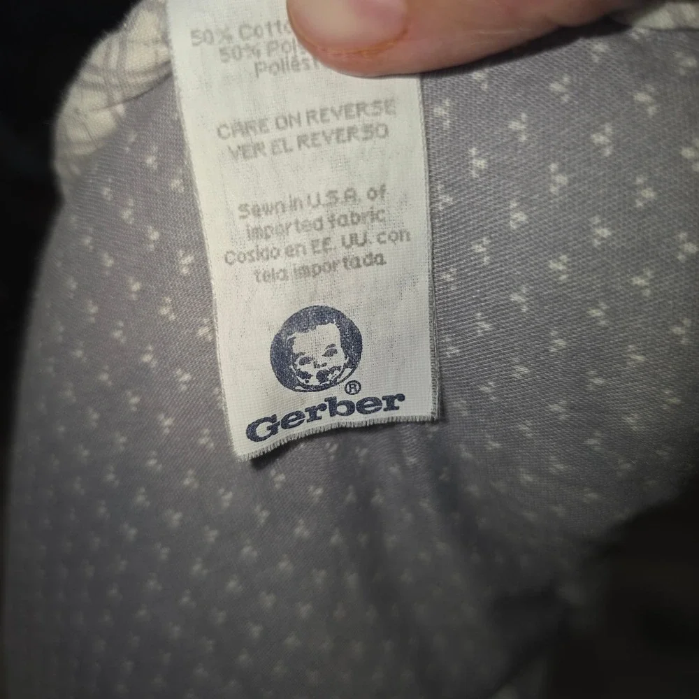 Vintage Gerber Baby Blanket Teddy Bear Quilt Blue Plaid Polka Dot Reversible USA